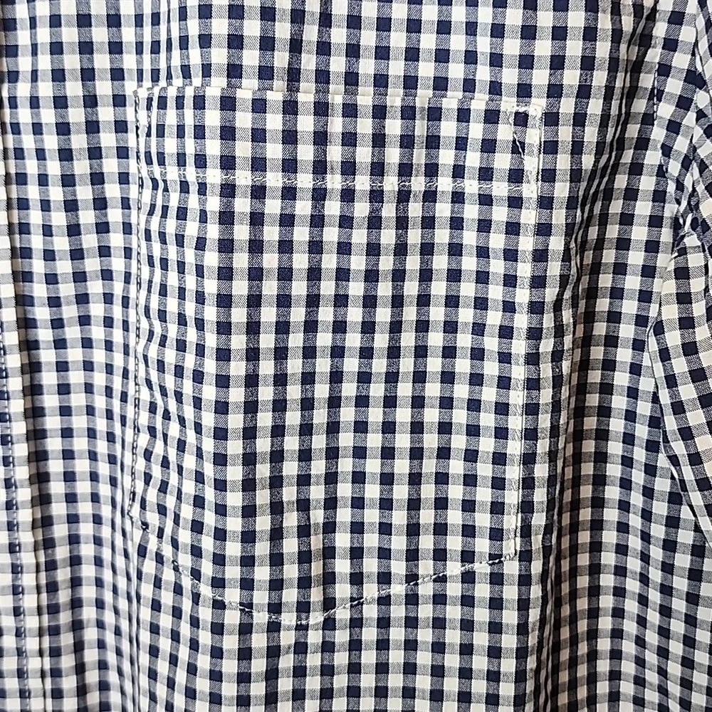 J. Crew Mercantile Navy & White Gingham Poplin Button Down Long Sleeve Medium